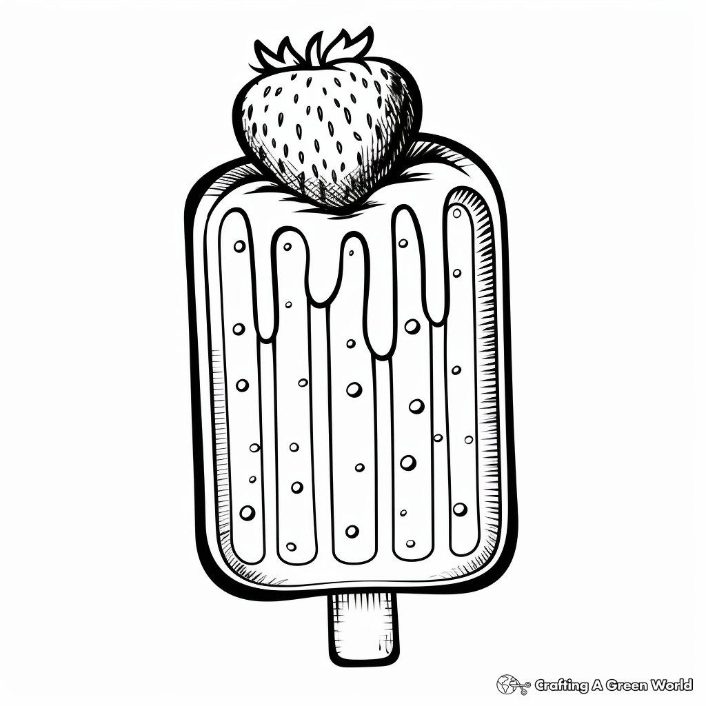Sweet Strawberry and Vanilla Popsicle Coloring Sheets 1