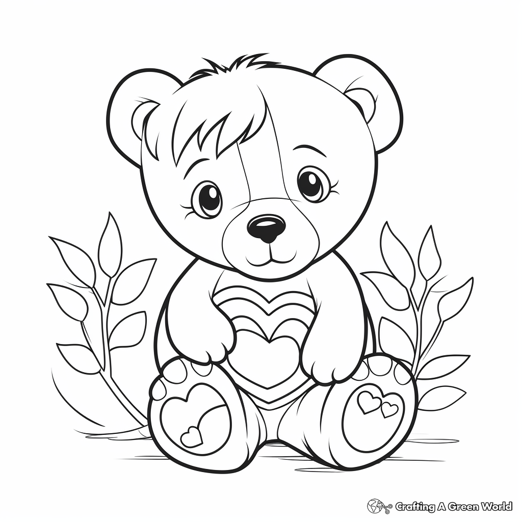 Sweet 'Thinking of You' Teddy Bear Coloring Pages 1