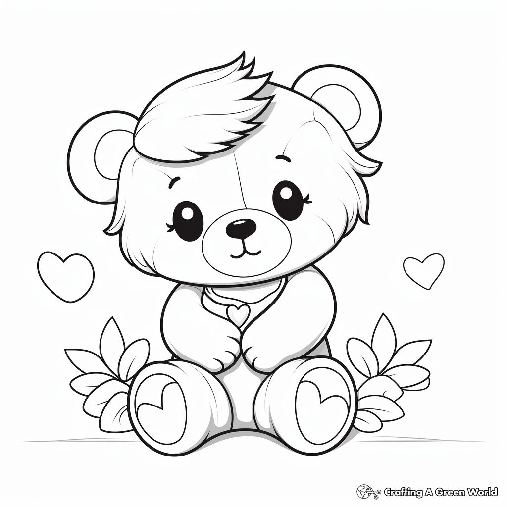 Sweet 'Thinking of You' Teddy Bear Coloring Pages 2