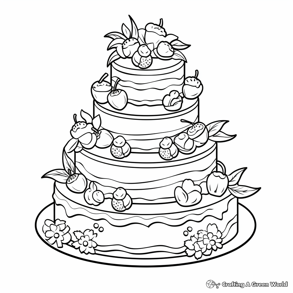 Sweet Wedding Cake Coloring Pages 1