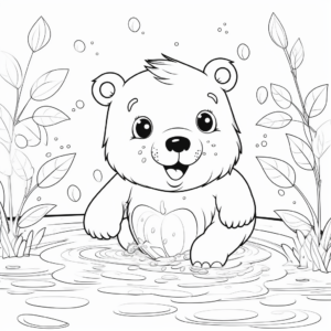 Swimming Beaver Coloring Pages 1