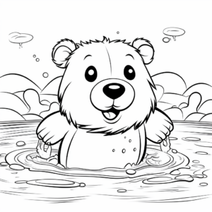 Swimming Beaver Coloring Pages 3