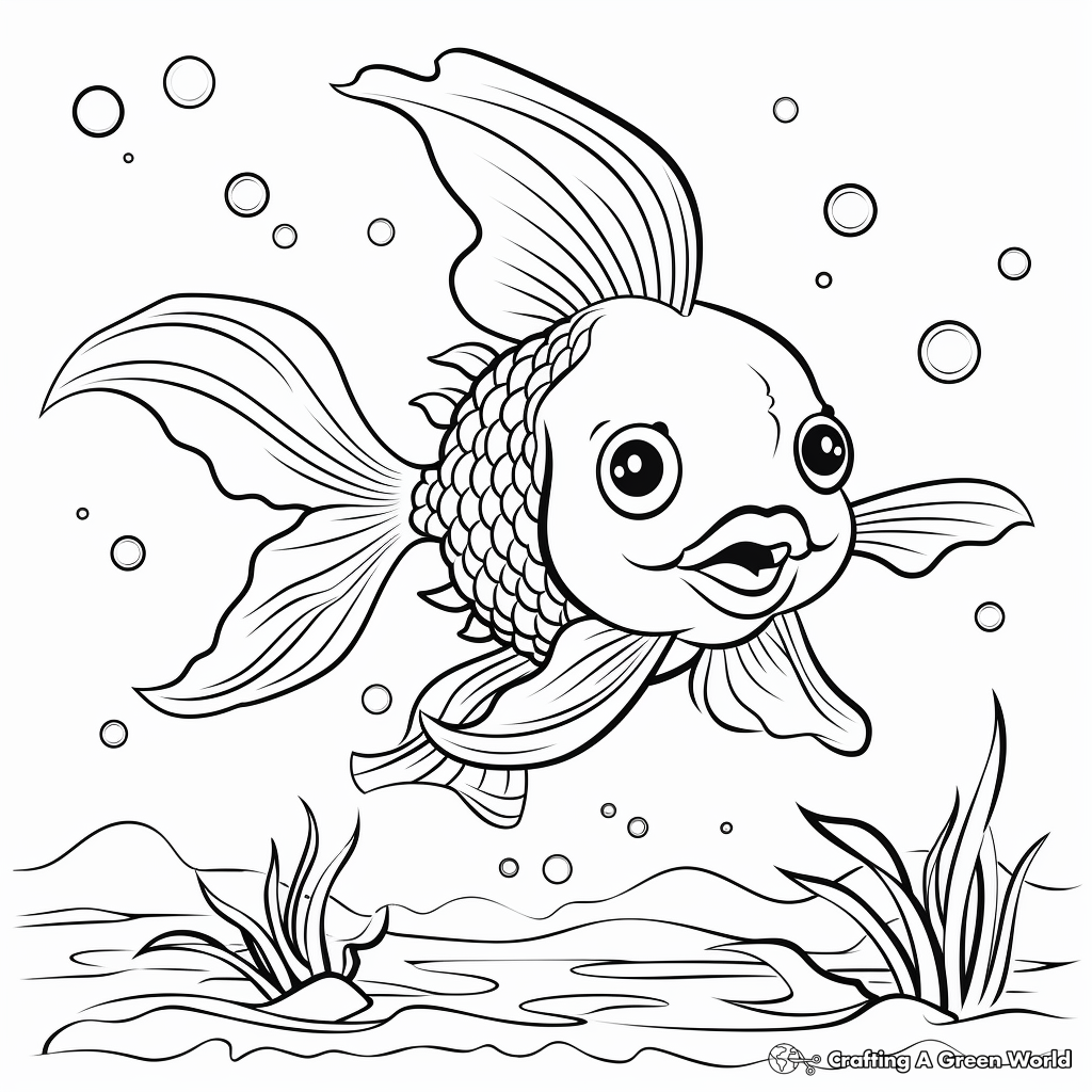 Swimming Goldfish Coloring Pages 3