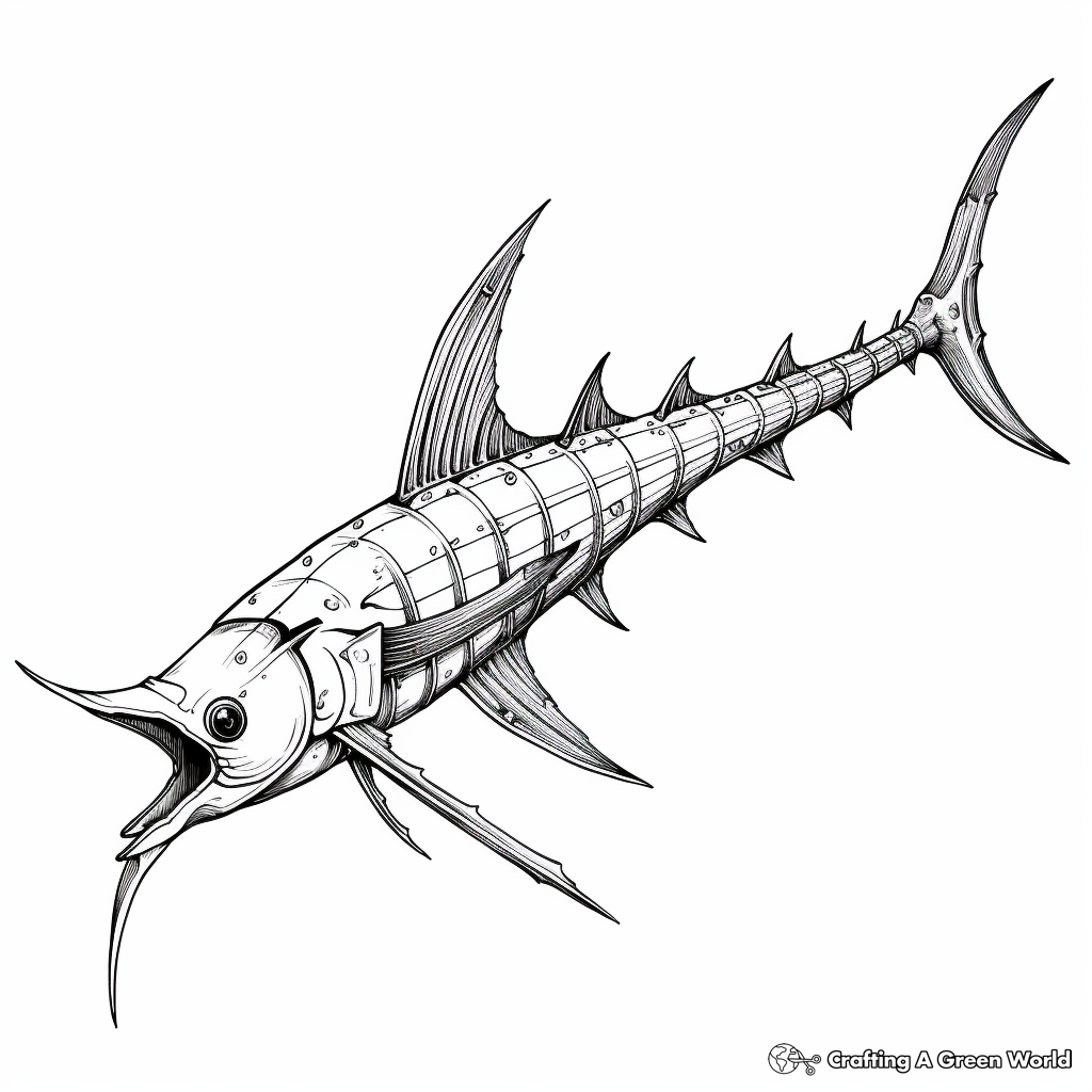 Swordfish Anatomy Detailed Coloring Pages 1