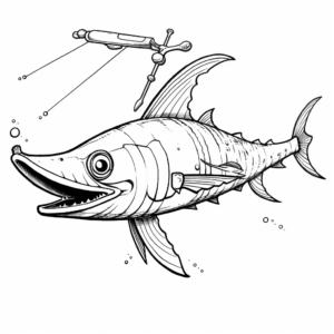 Swordfish and Diver Adventure Coloring Pages 3
