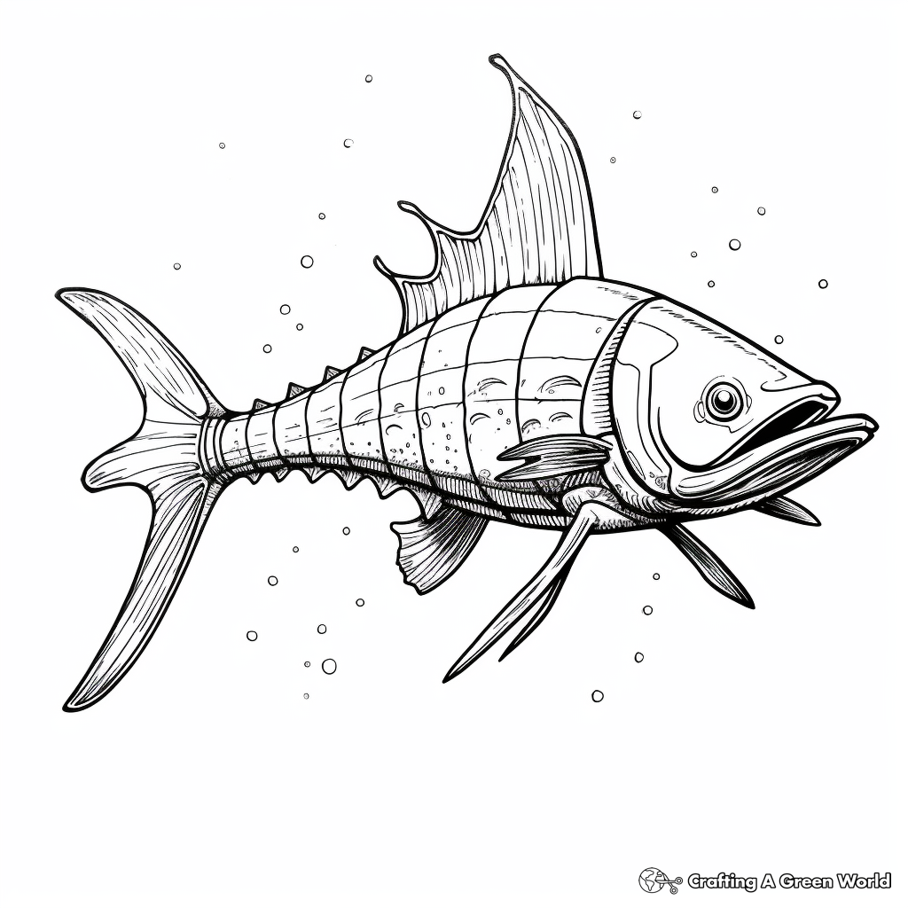 Swordfish and Diver Adventure Coloring Pages 4