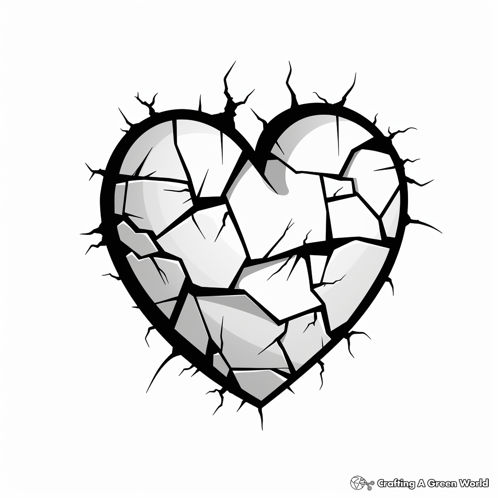 Symbolic Broken Heart Tattoo Coloring Pages 1