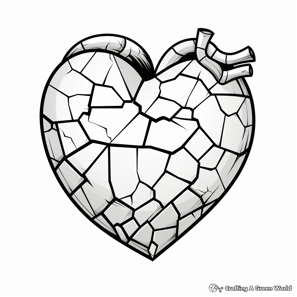 Symbolic Broken Heart Tattoo Coloring Pages 2
