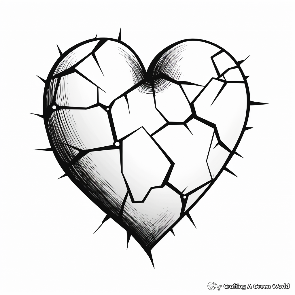 Symbolic Broken Heart Tattoo Coloring Pages 4