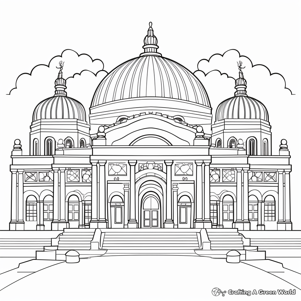 Symmetrical Coloring Pages featuring Famous Landmarks 4