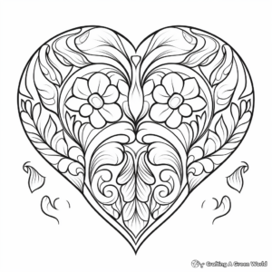 symmetrical Heart-themed Coloring Pages 1
