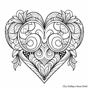 symmetrical Heart-themed Coloring Pages 2
