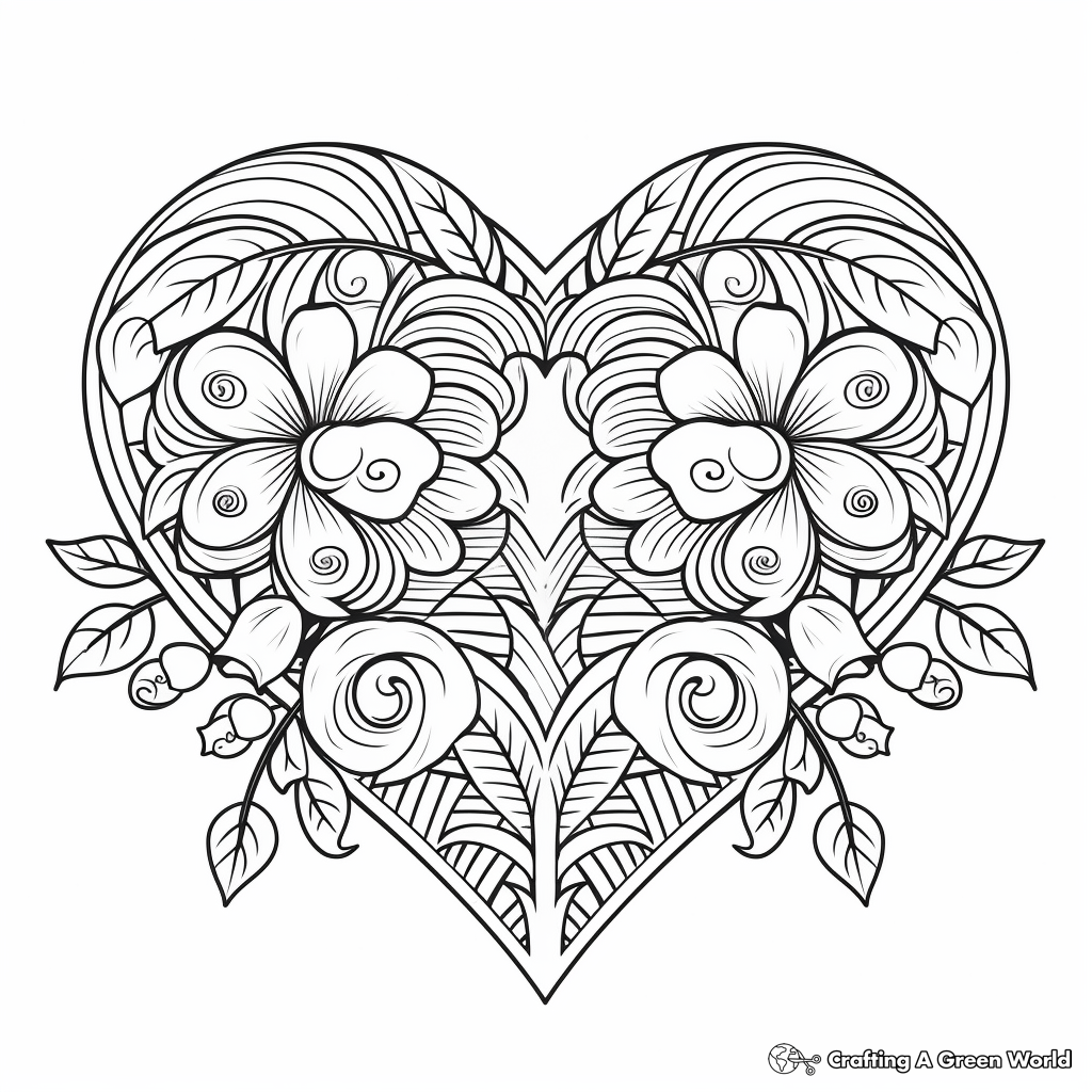 symmetrical Heart-themed Coloring Pages 3
