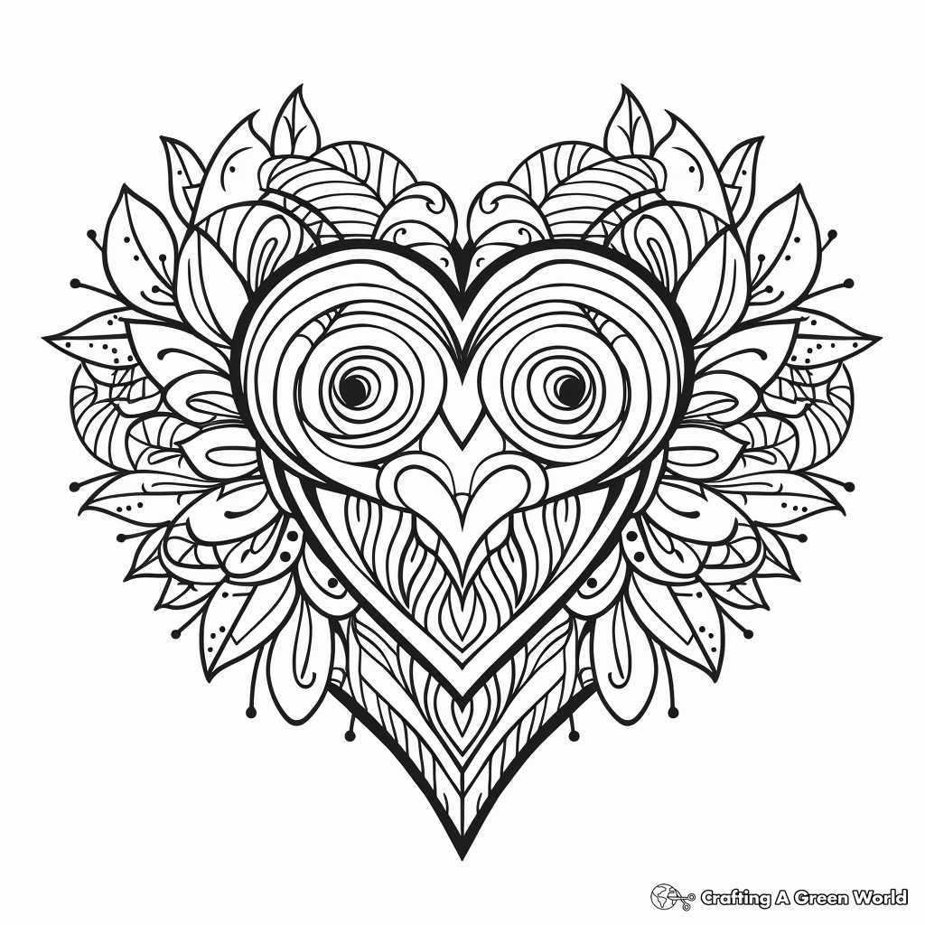 symmetrical Heart-themed Coloring Pages 4