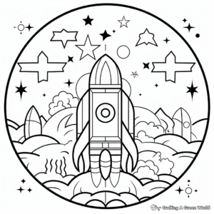 Symmetrical Space-themed Coloring Pages 3