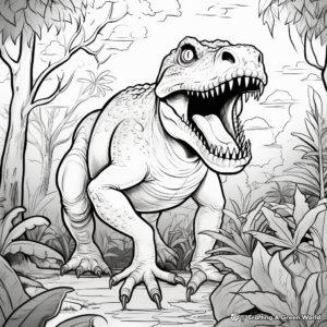 T Rex In Its Habitat: Jungle-Scene Coloring Pages 3