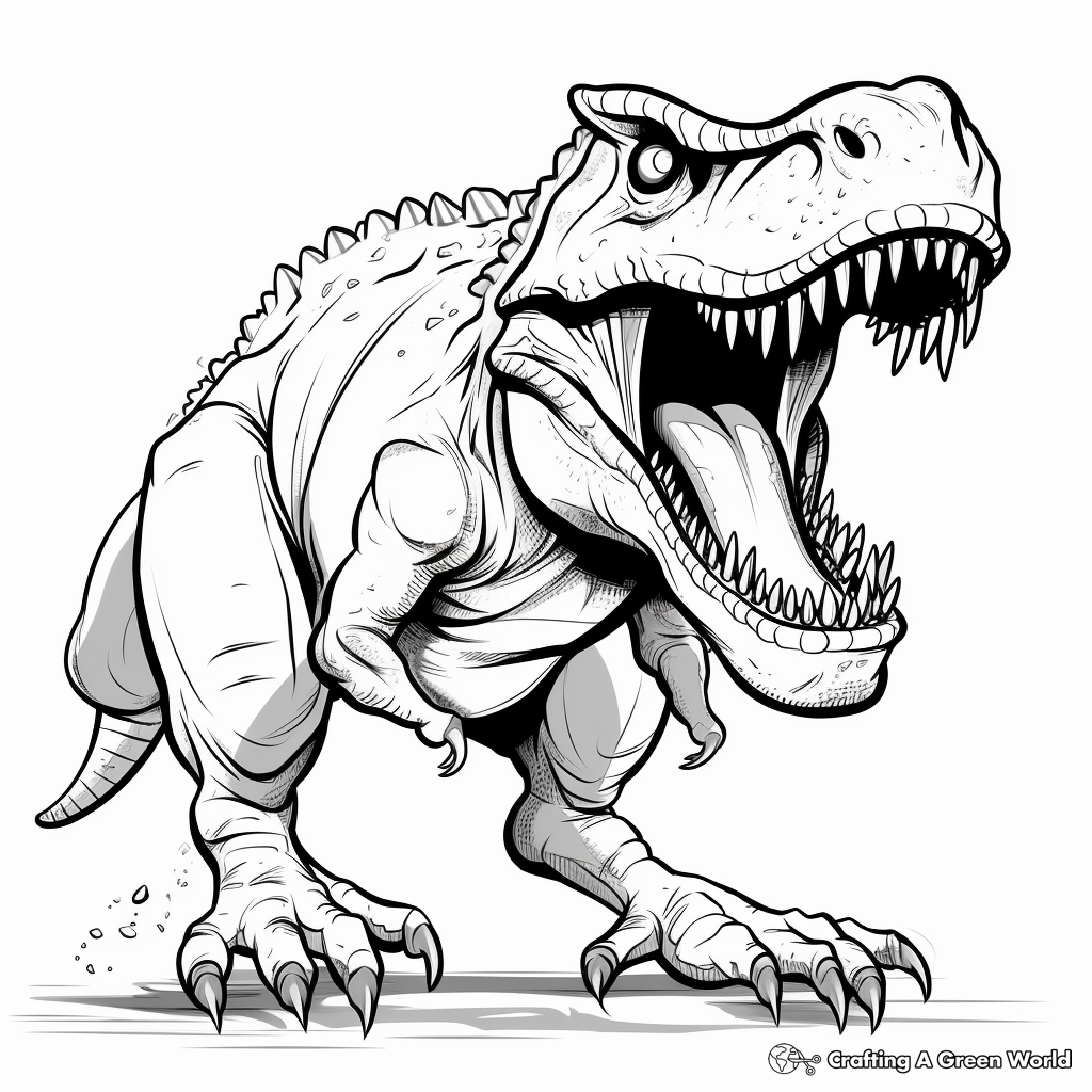 T Rex On The Prowl: Thrilling Coloring Pages 2