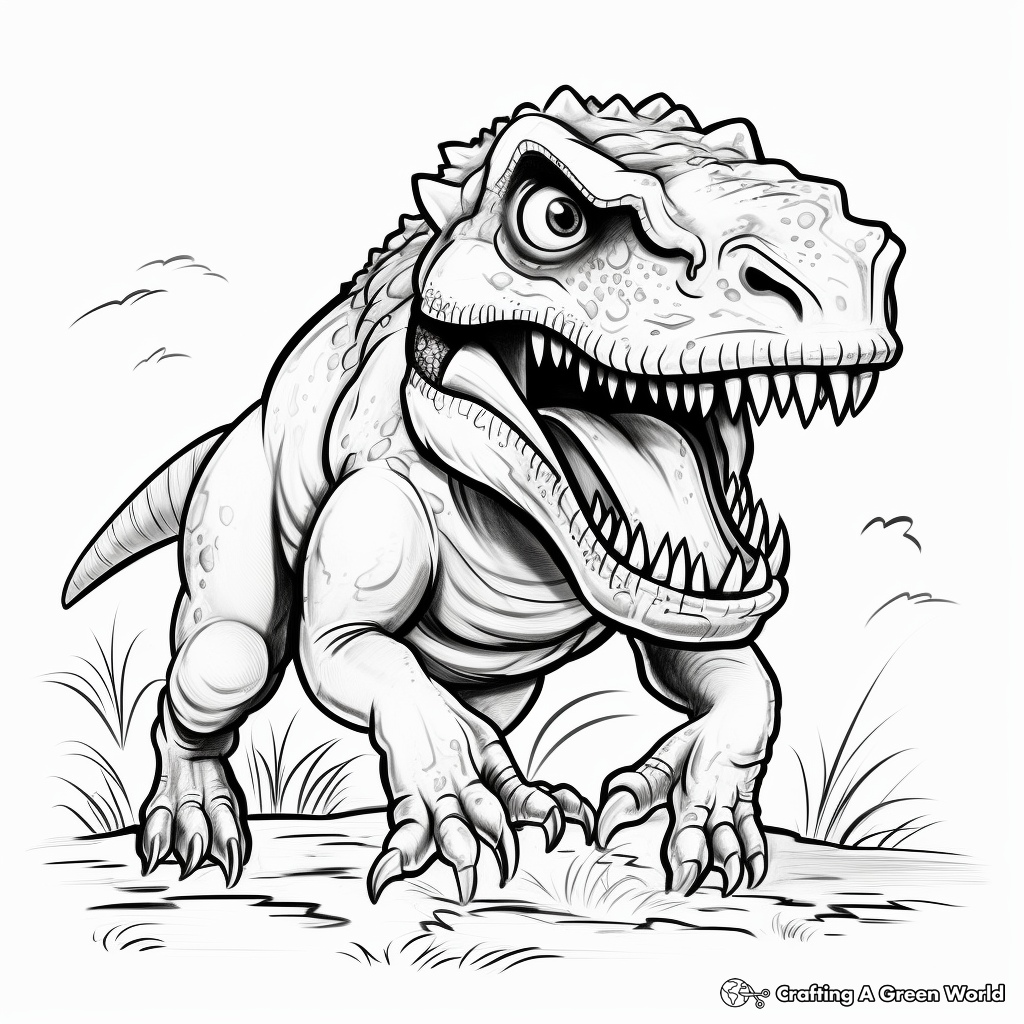 T Rex On The Prowl: Thrilling Coloring Pages 3