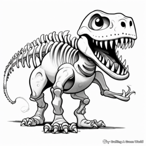 T Rex Skeleton Coloring Pages 2