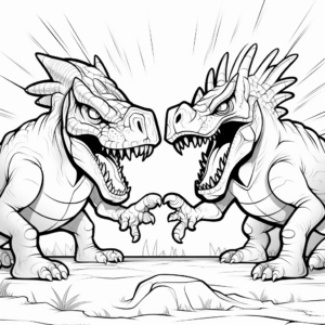T-Rex vs. Triceratops Epic Dinosaur Battle Coloring Pages 3