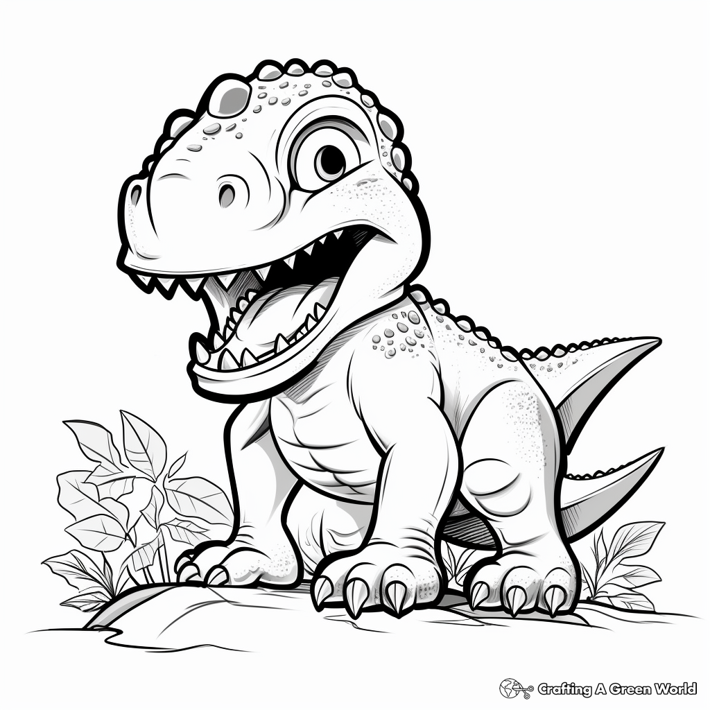 T Rex with Other Dinosaurs Coloring Page 3