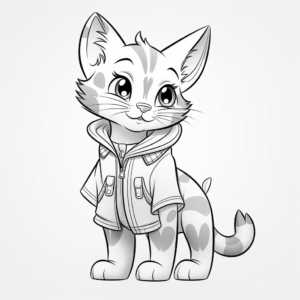 Tabby Cat with Unique Ticked Coat Coloring Pages 1