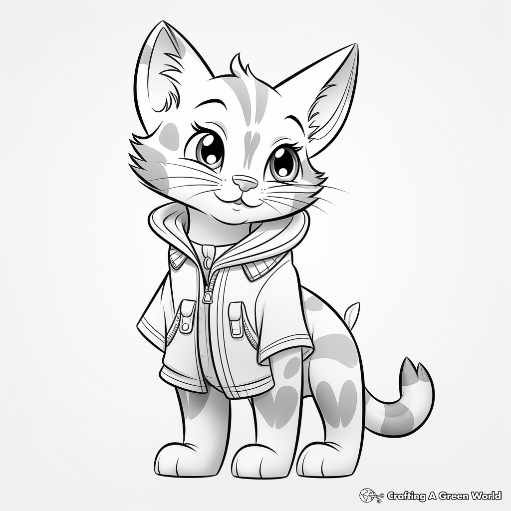 Tabby Cat with Unique Ticked Coat Coloring Pages 1