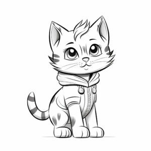Tabby Cat with Unique Ticked Coat Coloring Pages 3