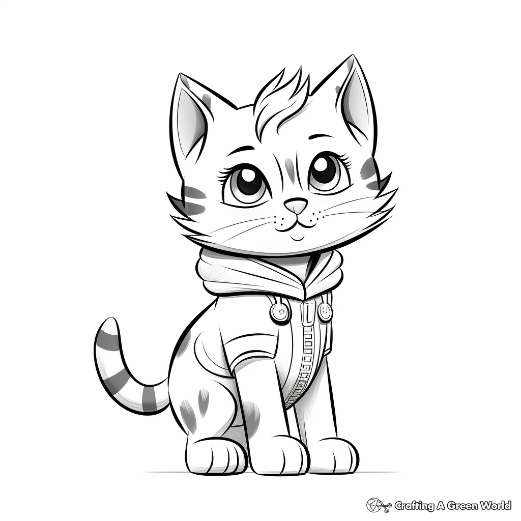 Tabby Cat with Unique Ticked Coat Coloring Pages 3