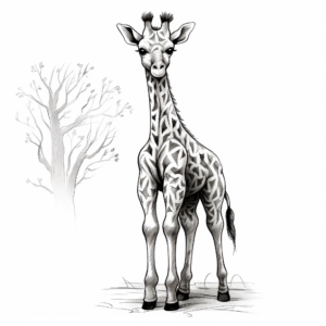 Tall Standing Giraffe Coloring Pages 4