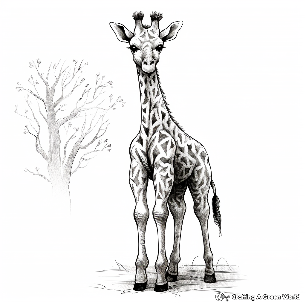 Tall Standing Giraffe Coloring Pages 4