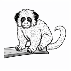 Tamarin Monkey in the Rainforest Coloring Page 1