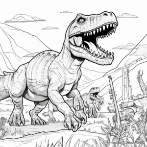 Tarbosaurus Battle Scene Coloring Pages 4