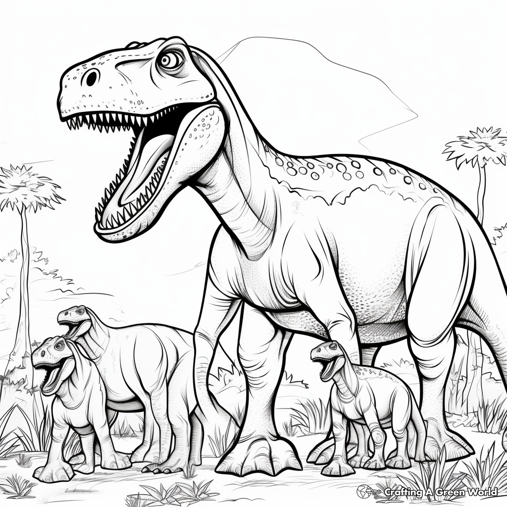 Tarbosaurus Family Coloring Pages 1
