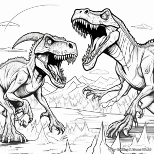 Tarbosaurus Vs Velociraptor Epic Battle Coloring Pages 1