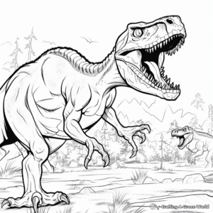 Tarbosaurus Vs Velociraptor Epic Battle Coloring Pages 2