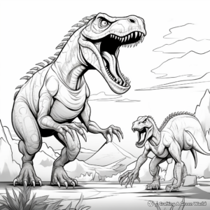 Tarbosaurus Vs Velociraptor Epic Battle Coloring Pages 4