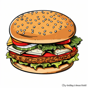 Tasty Burger Coloring Pages for Kids 1