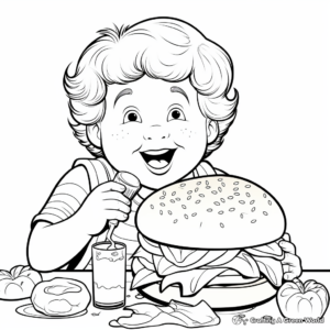 Tasty Burger Coloring Pages for Kids 2