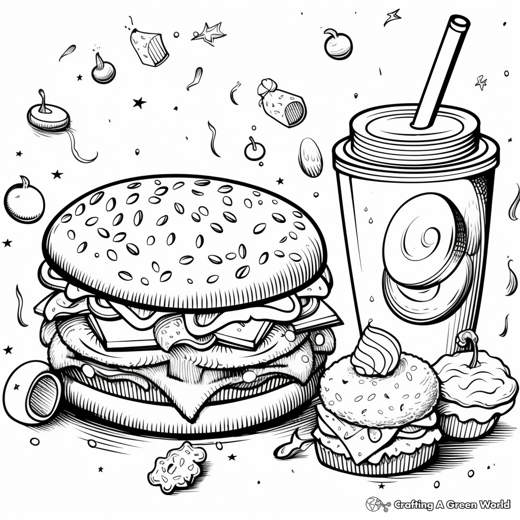 Tasty Burger Coloring Pages for Kids 4