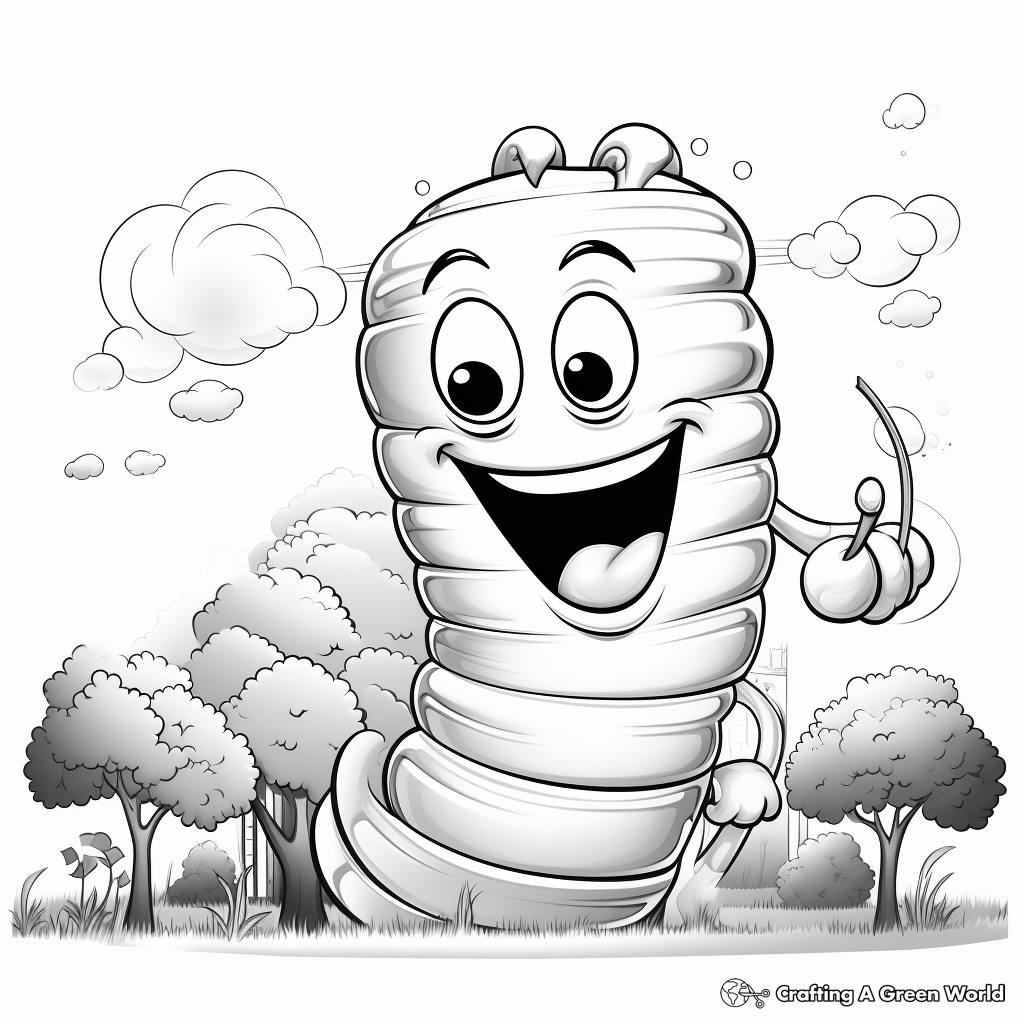 Tasty Rainbow Gummy Worm Coloring Pages 2