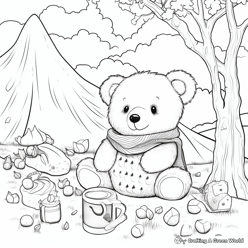 Teddy Bear's Picnic Winter Hibernation Coloring Pages 2