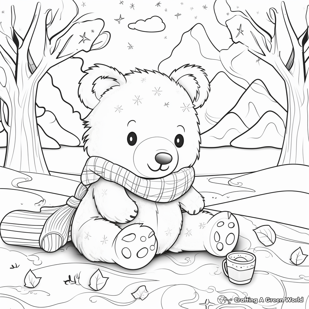 Teddy Bear's Picnic Winter Hibernation Coloring Pages 3