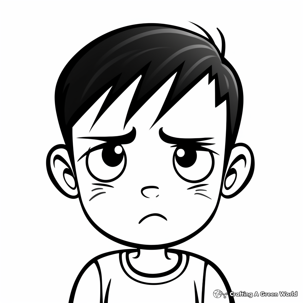Teen's Frowning Face Coloring Pages 1