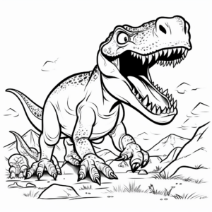 Terrifying Albertosaurus vs Prey Coloring Pages 1