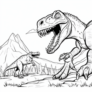 Terrifying Albertosaurus vs Prey Coloring Pages 2