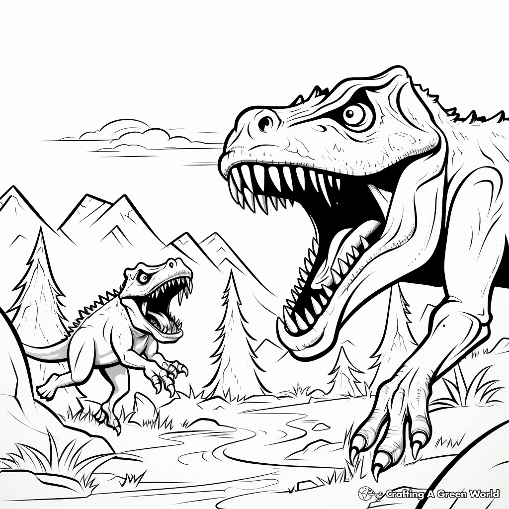 Terrifying Albertosaurus vs Prey Coloring Pages 3
