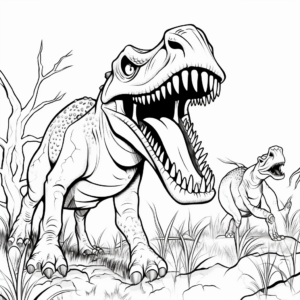 Terrifying Albertosaurus vs Prey Coloring Pages 4