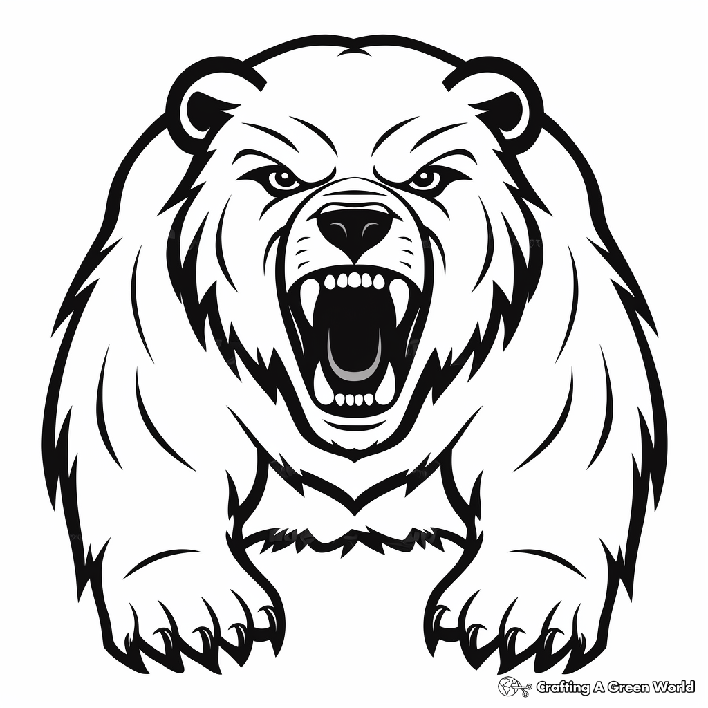 Terrifying Bear Silhouette Coloring Pages 2