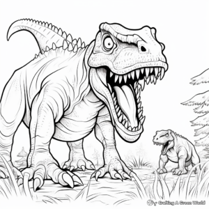 Terrifying T Rex Battling Triceratops Coloring Pages 2